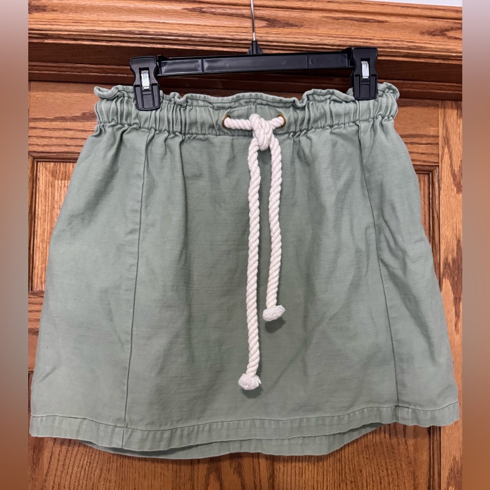 J. Crew Olive Mini Skirt with Rope Tie 100% cotton